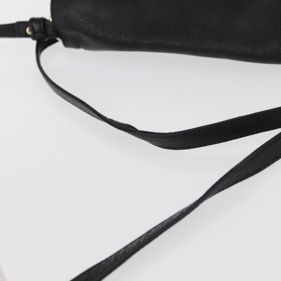 Chloe Lily Hand Bag Leather 2way Black Gold Auth BA8650