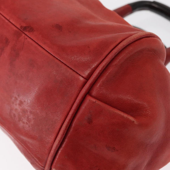 Chloe Etel Hand Bag Leather 2way Red Gold Auth BA8651