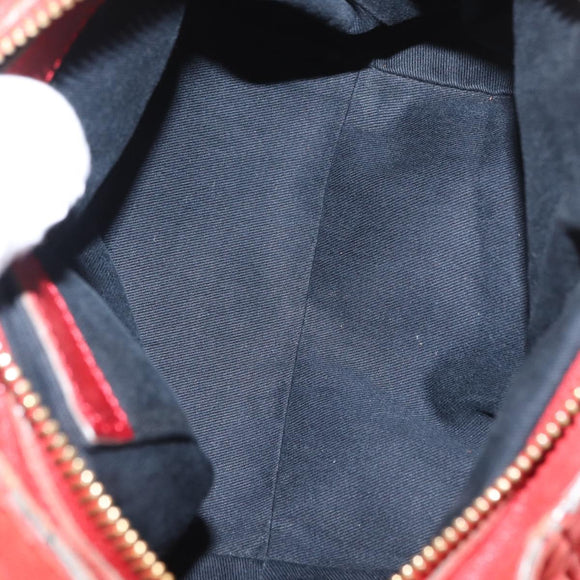 Chloe Etel Hand Bag Leather 2way Red Gold Auth BA8651