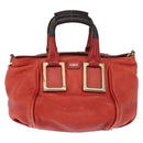 Chloe Etel Hand Bag Leather 2way Red Gold Auth BA8651-13
