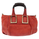 Chloe Etel Hand Bag Leather 2way Red Gold Auth BA8651-2