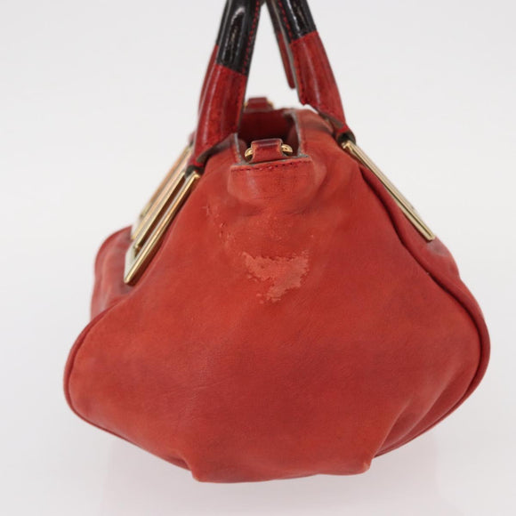 Chloe Etel Hand Bag Leather 2way Red Gold Auth BA8651