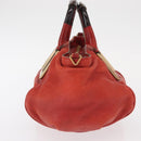 Chloe Etel Hand Bag Leather 2way Red Gold Auth BA8651-4