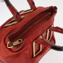 Chloe Etel Hand Bag Leather 2way Red Gold Auth BA8651-6