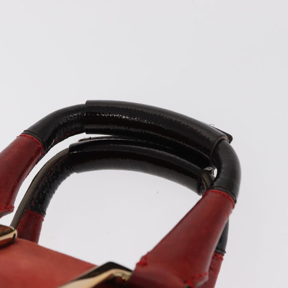 Chloe Etel Hand Bag Leather 2way Red Gold Auth BA8651