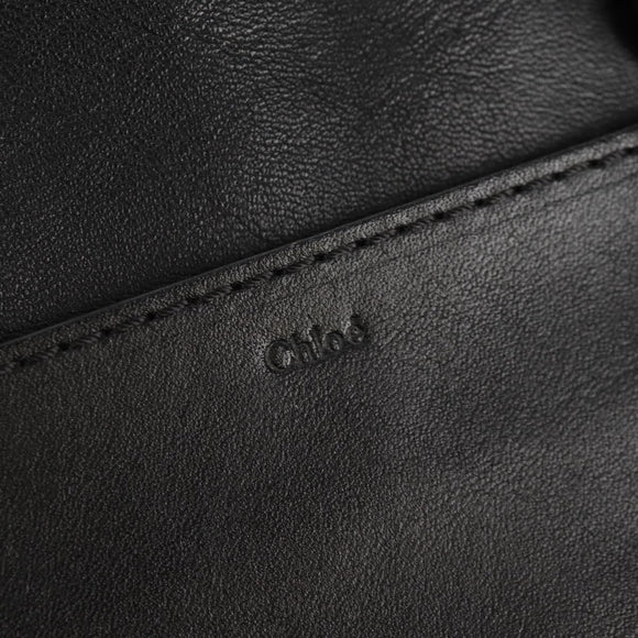 Chloe Alice Hand Bag Leather 2way Black Gold Auth BA8652V