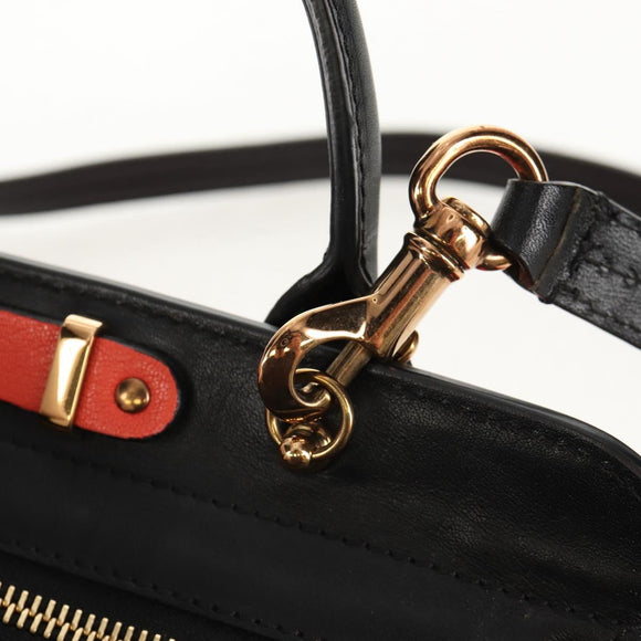 Chloe Alice Hand Bag Leather 2way Black Gold Auth BA8652V