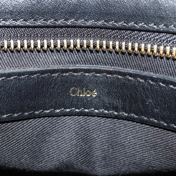 Chloe Alice Hand Bag Leather 2way Black Gold Auth BA8652V