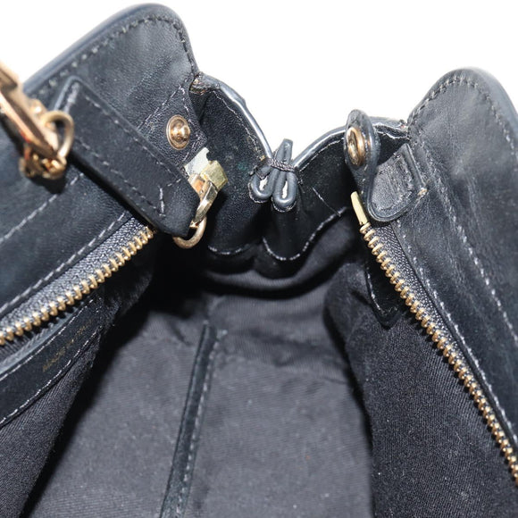 Chloe Alice Hand Bag Leather 2way Black Gold Auth BA8652V