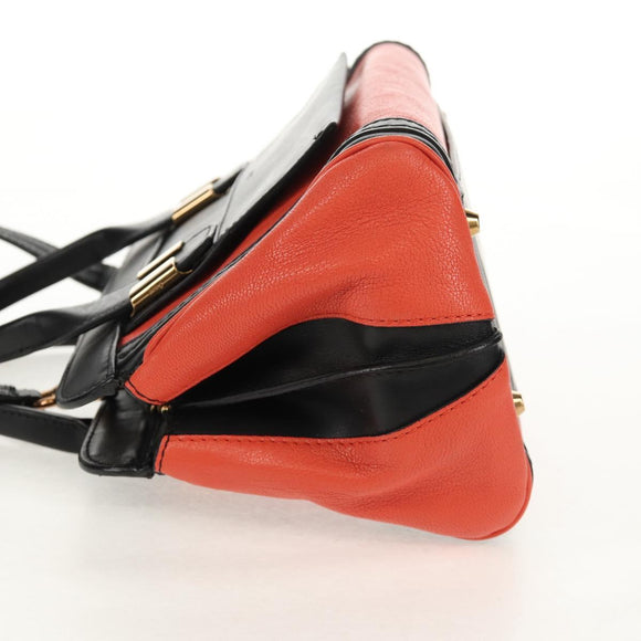 Chloe Alice Hand Bag Leather 2way Black Gold Auth BA8652V