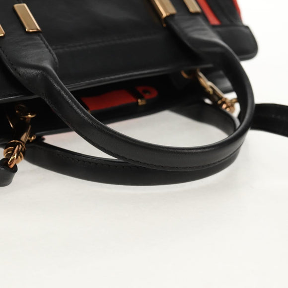 Chloe Alice Hand Bag Leather 2way Black Gold Auth BA8652V