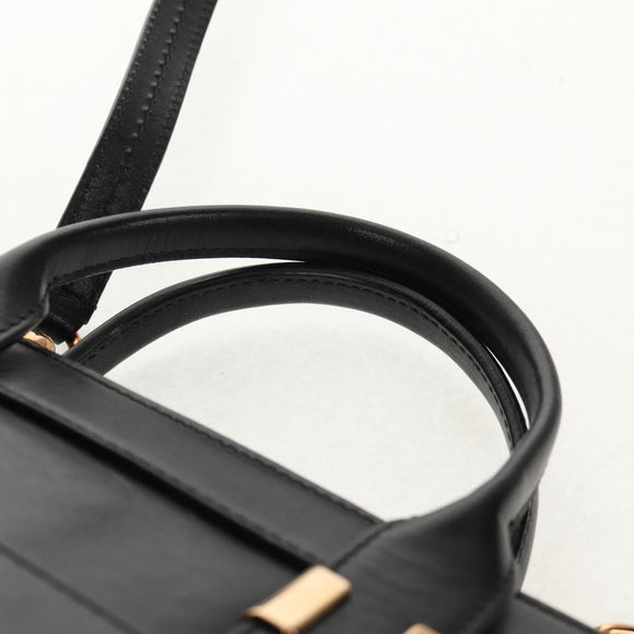 Chloe Alice Hand Bag Leather 2way Black Gold Auth BA8652V