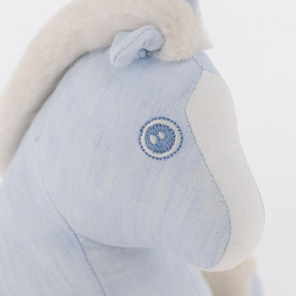 HERMES Baby Elmy Kuscheltier Leinen Hellblau Auth BA8655M