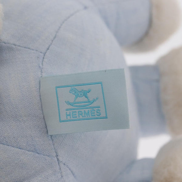 HERMES Baby Elmy Kuscheltier Leinen Hellblau Auth BA8655M