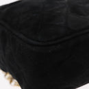 CHANEL Matelasse Fringe Chain Shoulder Bag Suede Black gold CC Auth BA8656-15