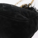 CHANEL Matelasse Fringe Chain Shoulder Bag Suede Black gold CC Auth BA8656-16