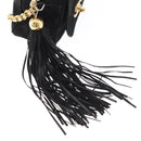 CHANEL Matelasse Fringe Chain Shoulder Bag Suede Black gold CC Auth BA8656-10