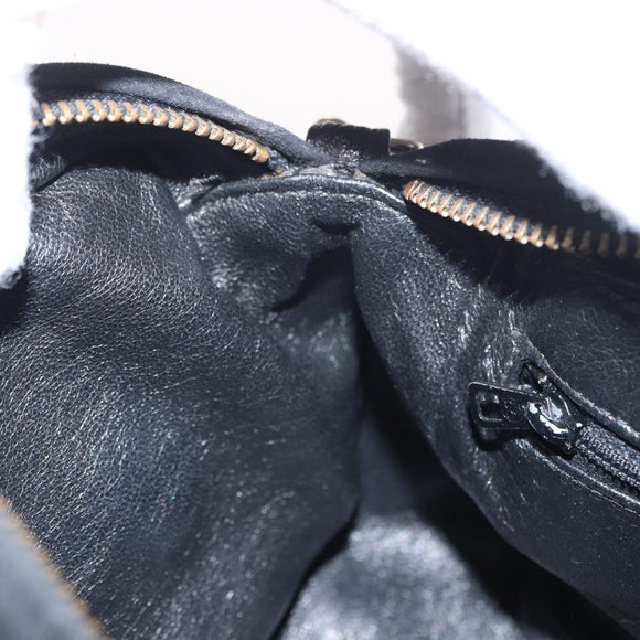 CHANEL Matelasse Fringe Chain Shoulder Bag Suede Black gold CC Auth BA8656