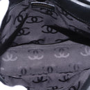 CHANEL Wild Stitch Tote Bag Lamb Skin Black Gold CC Auth BA8657-16