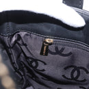 CHANEL Wild Stitch Tote Bag Lamb Skin Black Gold CC Auth BA8657-19