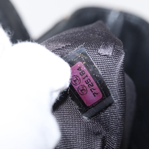 CHANEL Wild Stitch Tote Bag Lamb Skin Black Gold CC Auth BA8657