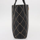 CHANEL Wild Stitch Tote Bag Lamb Skin Black Gold CC Auth BA8657-5