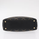 CHANEL Wild Stitch Tote Bag Lamb Skin Black Gold CC Auth BA8657-9
