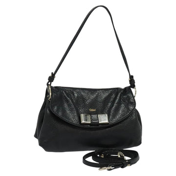 Chloe Elsie Hand Bag Leather 2way Black Auth BA866