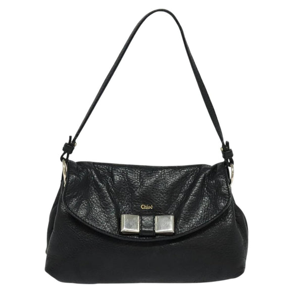 Chloe Elsie Hand Bag Leather 2way Black Auth BA866