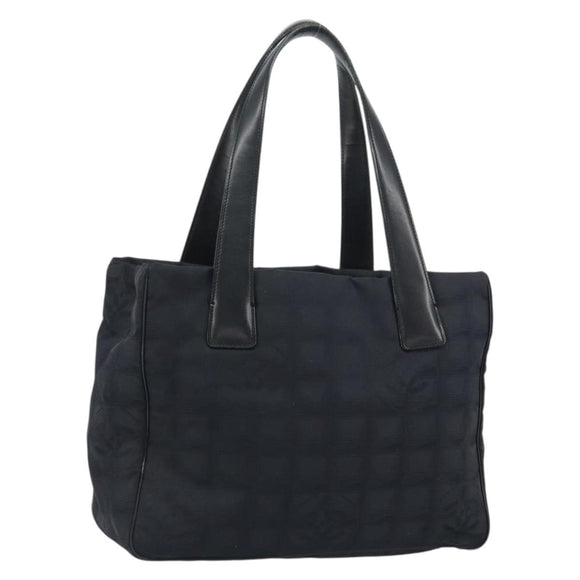 CHANEL New Travel line Tote Bag Nylon Black Gold CC Auth BA8660