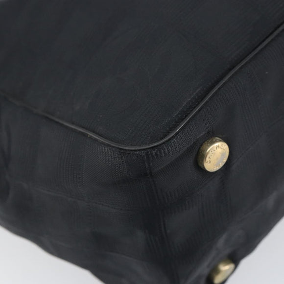 CHANEL New Travel line Tote Bag Nylon Black Gold CC Auth BA8660