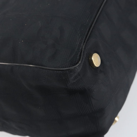 CHANEL New Travel line Tote Bag Nylon Black Gold CC Auth BA8660