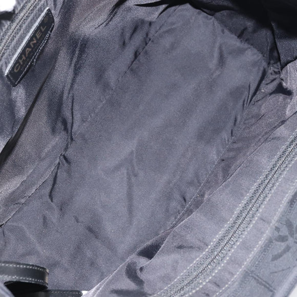 CHANEL New Travel line Tote Bag Nylon Black Gold CC Auth BA8660