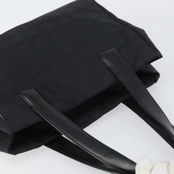 CHANEL New Travel line Tote Bag Nylon Black Gold CC Auth BA8660