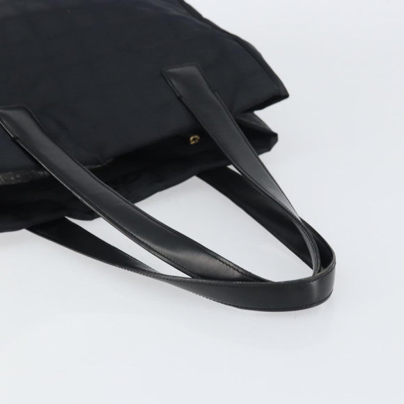 CHANEL New Travel line Tote Bag Nylon Black Gold CC Auth BA8660