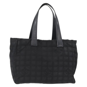 CHANEL New Travel line Tote Bag Nylon Black Gold CC Auth BA8661