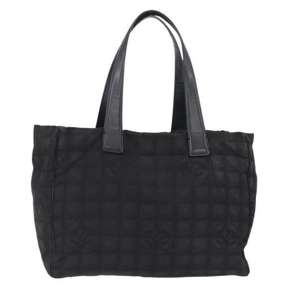 CHANEL New Travel line Tote Bag Nylon Black Gold CC Auth BA8661