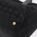 CHANEL New Travel line Tote Bag Nylon Black Gold CC Auth BA8661-11