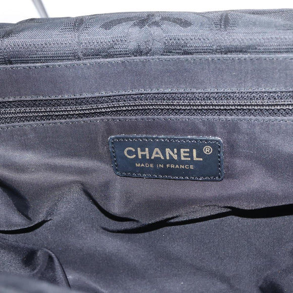CHANEL New Travel line Tote Bag Nylon Black Gold CC Auth BA8661