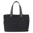 CHANEL New Travel line Tote Bag Nylon Black Gold CC Auth BA8661-3