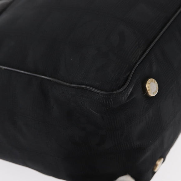 CHANEL New Travel line Tote Bag Nylon Black Gold CC Auth BA8662