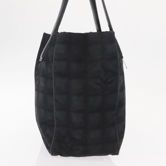 CHANEL New Travel line Tote Bag Nylon Black Gold CC Auth BA8662