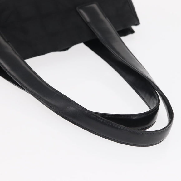 CHANEL New Travel line Tote Bag Nylon Black Gold CC Auth BA8662