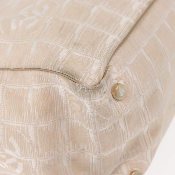 CHANEL New Travel Line Hand Bag Nylon Pink Gold CC Auth BA8665