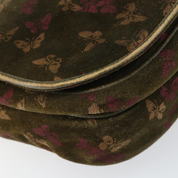 BOTTEGA VENETA Shoulder Bag Suede Green Gold Auth BA8668