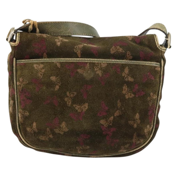 BOTTEGA VENETA Shoulder Bag Suede Green Gold Auth BA8668