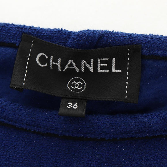 CHANEL Short Sleeved T Shirt Cotton 36 Blue CC Auth BA8669M