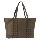 Jimmy Choo Studs Tote Bag Leather Brown Silver Auth BA8672-1