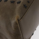 Jimmy Choo Studs Tote Bag Leather Brown Silver Auth BA8672-9