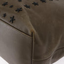 Jimmy Choo Studs Tote Bag Leather Brown Silver Auth BA8672-14